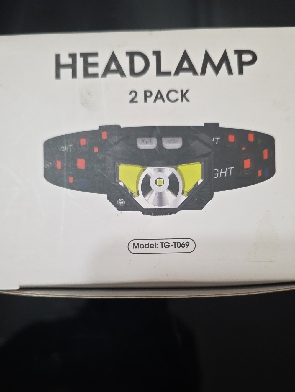 TG-T069 Black & Yellow LED Headlamp - 2 Pack